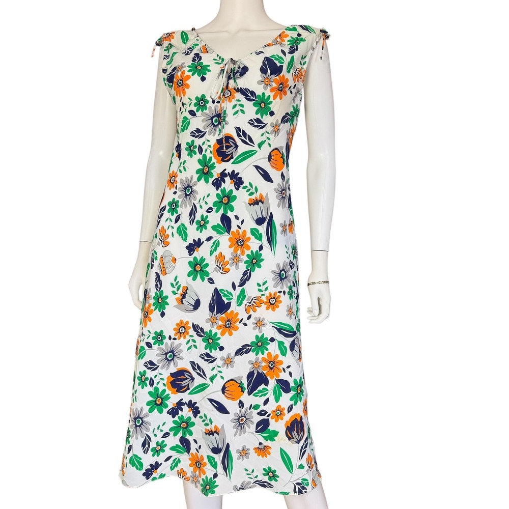 Irgin Moda Rio Boho Floral Midi Dress Cottagecore Retro 90s Festival Summer Sz10